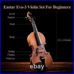 3/4 Violin Set Fiddle for Beginners with Hard Case, Rosin