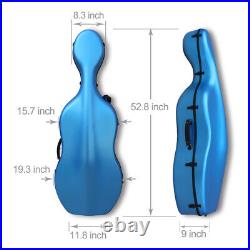 4/4 Cello Hard Case of Carbon Fiber with Wheels Embedded Handle and Light Weight