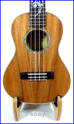 Alulu Solid Acacia Koa Tenor Ukulele, classical MOP inlay, hard case, HU1099