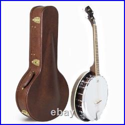 Banjo with Brown Case, 4 String 17 Fret Tenor, Koda FBJ2417