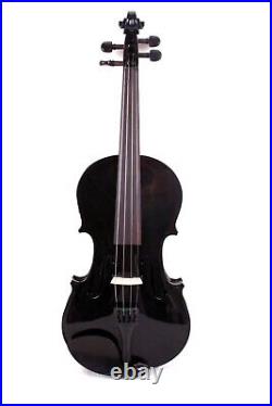 Black Electric Violin Acoustic 4/4 Spruce maple Free Case Ebony Fittings #EV1