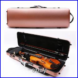 Carbon Fiber Hard Violin Case 4/4 size with Backstraps Durable handles, Rose