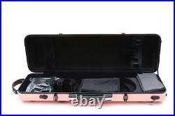 Carbon Fiber Hard Violin Case 4/4 size with Backstraps Durable handles, Rose