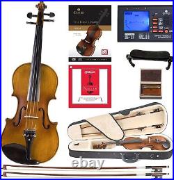 Cecilio CVN-500 Solidwood Ebony Fitted Violin withPrelude Strings, 1/2 Nickel