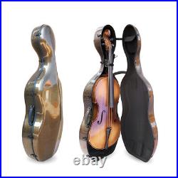 Cello Hard Case 4/4 with Wheels & Embedded Handle in Carbon Fiber Brown