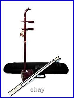 Chinese Erhu 2-stringed Fiddle, Solid Rosewood Body/Neck +Hard Case L290