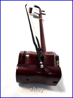 Chinese Erhu 2-stringed Fiddle, Solid Rosewood Body/Neck +Hard Case L290