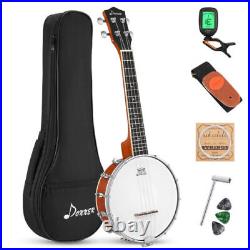 Donner 23 Concert Banjolele 4 String Banjo Ukulele + Tuner Gig Bag Pick