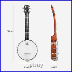 Donner 23 Concert Banjolele 4 String Banjo Ukulele + Tuner Gig Bag Pick