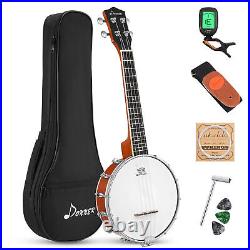 Donner 23 Concert Banjolele 4 String Banjo Ukulele + Tuner Gig Bag Pick