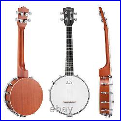 Donner 23 Concert Banjolele 4 String Banjo Ukulele + Tuner Gig Bag Pick