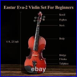 Eastar 4/4 Full Size Violin Maple Acoustic Violins+Hard Case Bow Shoulder Rest