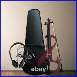 Electric Violin with Hard Case and Violin Bow Fiddle 4/4 Size with Fittings for