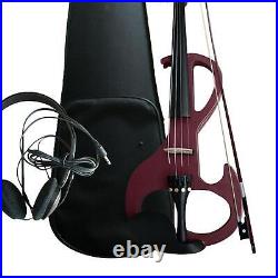 Electric Violin with Hard Case and Violin Bow Fiddle 4/4 Size with Fittings for