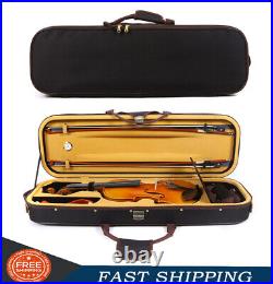 Hard Violin Case 4/4 Full Size Violin Box Wooden Oblong Violin Case Back Straps