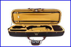 Hard Violin Case 4/4 Full Size Violin Box Wooden Oblong Violin Case Back Straps