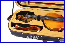 Hard Violin Case 4/4 Full Size Violin Box Wooden Oblong Violin Case Back Straps