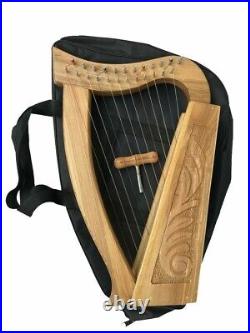 Irish Lyre Harp 12Metal Strings Ash Wood Hand Engraved Lyre Harp Free Hard Case