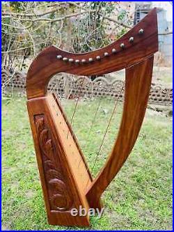 Irish Lyre Harp Rosewood 12 Metal String Hand Engraved Harp Lyre Free Hard Case