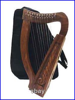 Irish Lyre Harp Rosewood 12 Metal String Hand Engraved Harp Lyre Free Hard Case