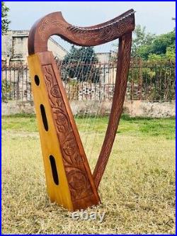 Irish Lyre Harp Rosewood 22 Metal String Hand Engraved Harp Lyre Free Hard Case