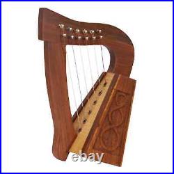 Irish Lyre Harp Rosewood 6 String Hand Engraved King David Harp Lyre & Hard Case