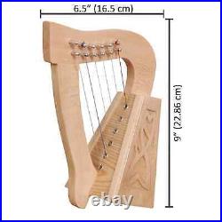 Irish Lyre Harp Rosewood 6 String Hand Engraved King David Harp Lyre & Hard Case