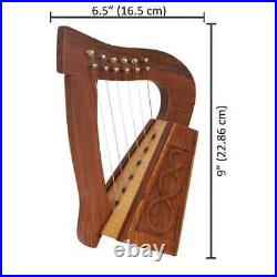 Irish Lyre Harp Rosewood 6 String Hand Engraved King David Harp Lyre & Hard Case