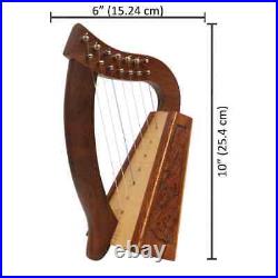 Irish Lyre Harp Rosewood 7 String Hand Engraved King David Harp Lyre & Hard Case