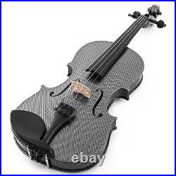 Kinglos Full Size 4/4 Colored Ebony Fitted Solid Wood Violin Kit Black White