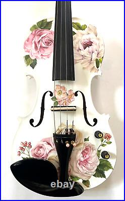 Rose Delight Electric Acoustic Violin 4/4 withMechanical Pegs & Carbon Fiber Bow