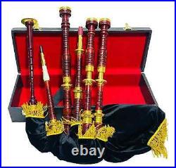 Scottish Great Bagpipes Mounts Rosewood Velvet Cover With Hard Case/Tutor book