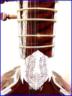 Sitar Shri Ravi Shankar Style Designer Tun Wood Free String Mizrab Fiber Case