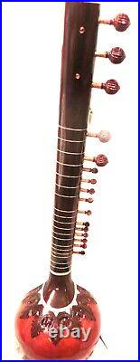 Sitar Shri Ravi Shankar Style Designer Tun Wood Free String Mizrab Fiber Case