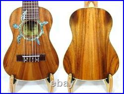 Solid Acacia Koa Classical Head Tenor Guitarlele Turtle Inlay, Hard Case, HU1265