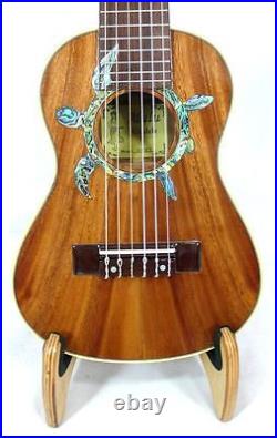 Solid Acacia Koa Classical Head Tenor Guitarlele Turtle Inlay, Hard Case, HU1265