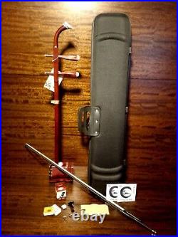 Solid Rosewood Chinese Erhu, 2-Stringed Fiddle + Deluxe Hard Case, Rosin L290