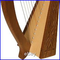 Traditional Mini Harp TM, 12 Strings Rosewood irish, Knotwork Tuning Keys