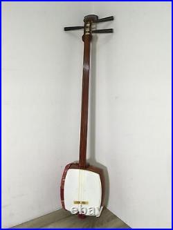 Vintage Japanese Shamisen With Hard Case Wagakki 3String Instrument Hosozao