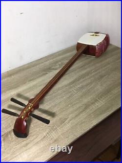 Vintage Japanese Shamisen With Hard Case Wagakki 3String Instrument Hosozao