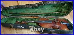 Vtg JOHN JUZEK Violin Music Instrument 3/4 With Bow & Case Prague Czech Pre WWII