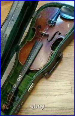 Vtg JOHN JUZEK Violin Music Instrument 3/4 With Bow & Case Prague Czech Pre WWII