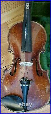 Vtg JOHN JUZEK Violin Music Instrument 3/4 With Bow & Case Prague Czech Pre WWII