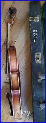 Vtg JOHN JUZEK Violin Music Instrument 3/4 With Bow & Case Prague Czech Pre WWII