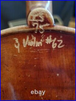 Vtg JOHN JUZEK Violin Music Instrument 3/4 With Bow & Case Prague Czech Pre WWII