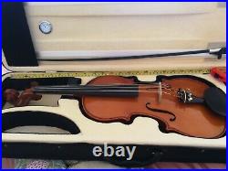 Vtg Maple full size violin 4/4 Case With Hygrometer Carbon Fibre Bow Outfit