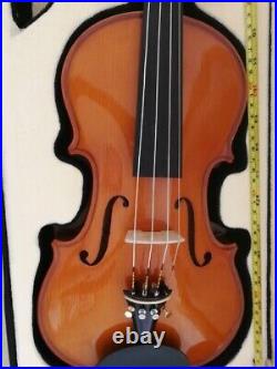 Vtg Maple full size violin 4/4 Case With Hygrometer Carbon Fibre Bow Outfit