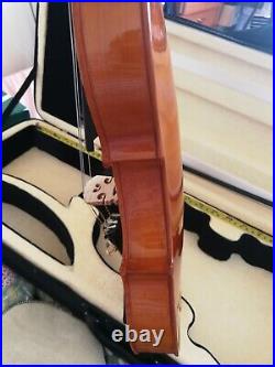 Vtg Maple full size violin 4/4 Case With Hygrometer Carbon Fibre Bow Outfit